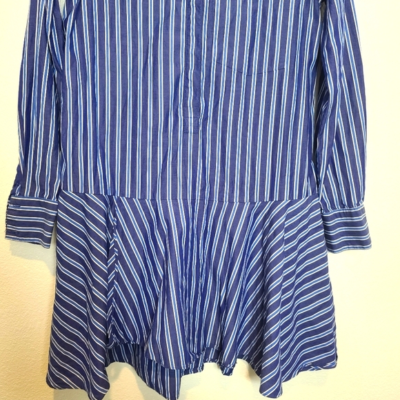 Derek Lam 10 Crosby Striped Blue Fit and Flare Long Sleeve Mini Dress Size 4 - Picture 6 of 8